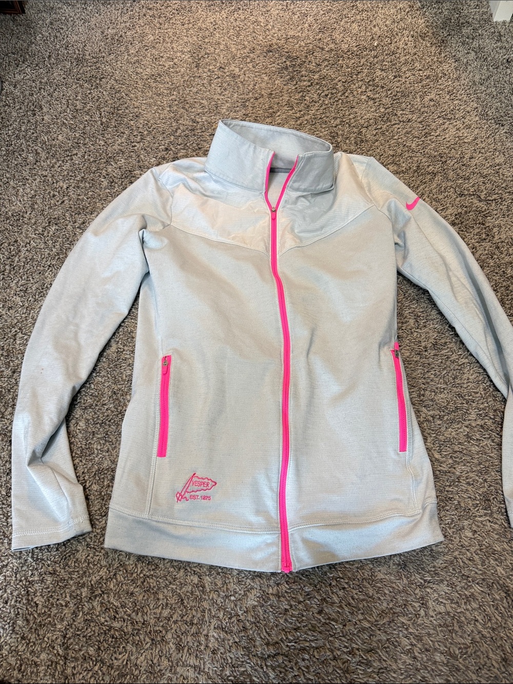 Nike Women’s Light Gray Utility Jacket with Hot Pink Trim